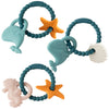 Silicone Teether Toys for Babies - 2ooya 3Pcs Summer Ocean Beach Themed Teething Ring, Baby Sensory Chew Toys with Rattles for N