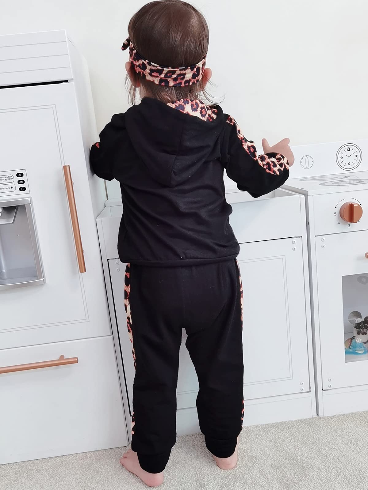 Newborn Baby Girl Clothes Outfits Infant Hoodie Sweatshirt Pants Headband Toddler Girl Clothing Set (Newborn, Black)