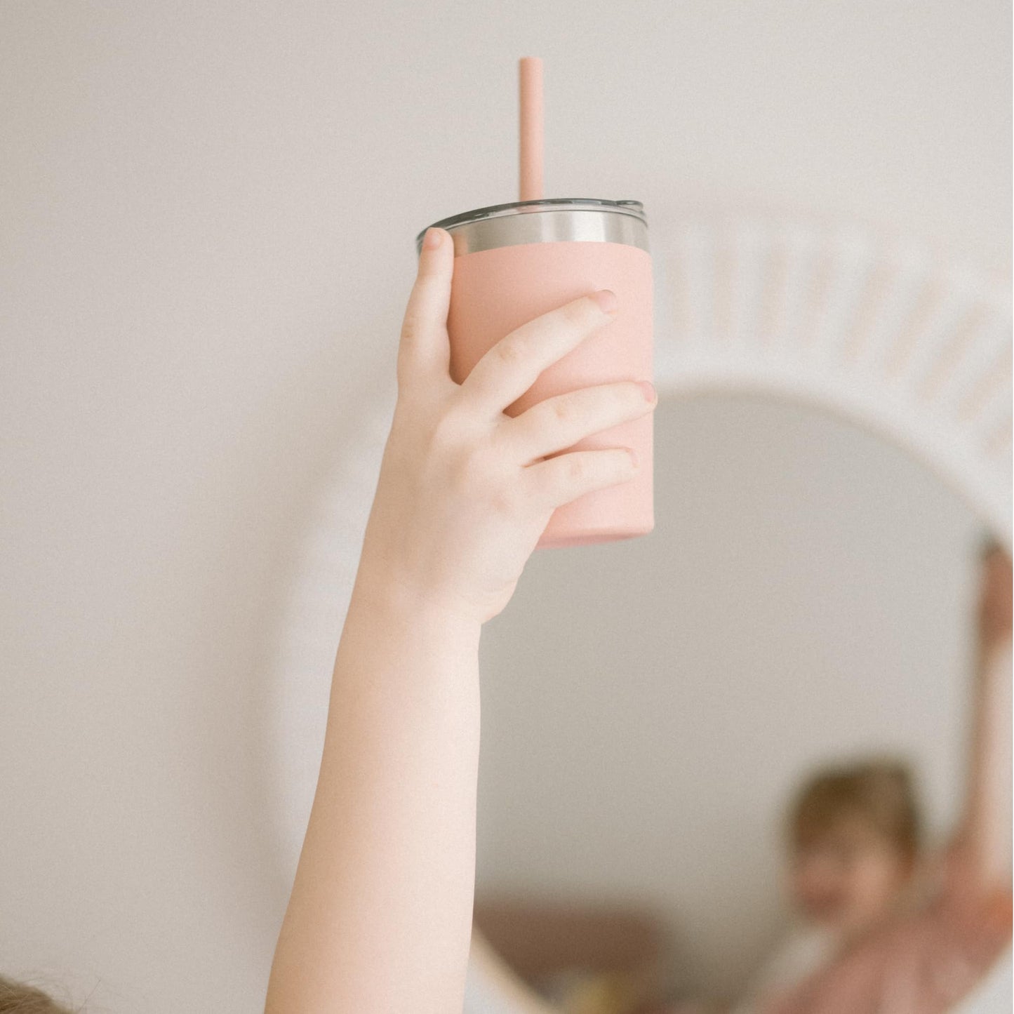 Cupkin Steel Cup, The Original 8 Oz Stackable Stainless Steel Silicone Straw Cup, Set Of 2 Powder Coated Insulated Toddler Cups