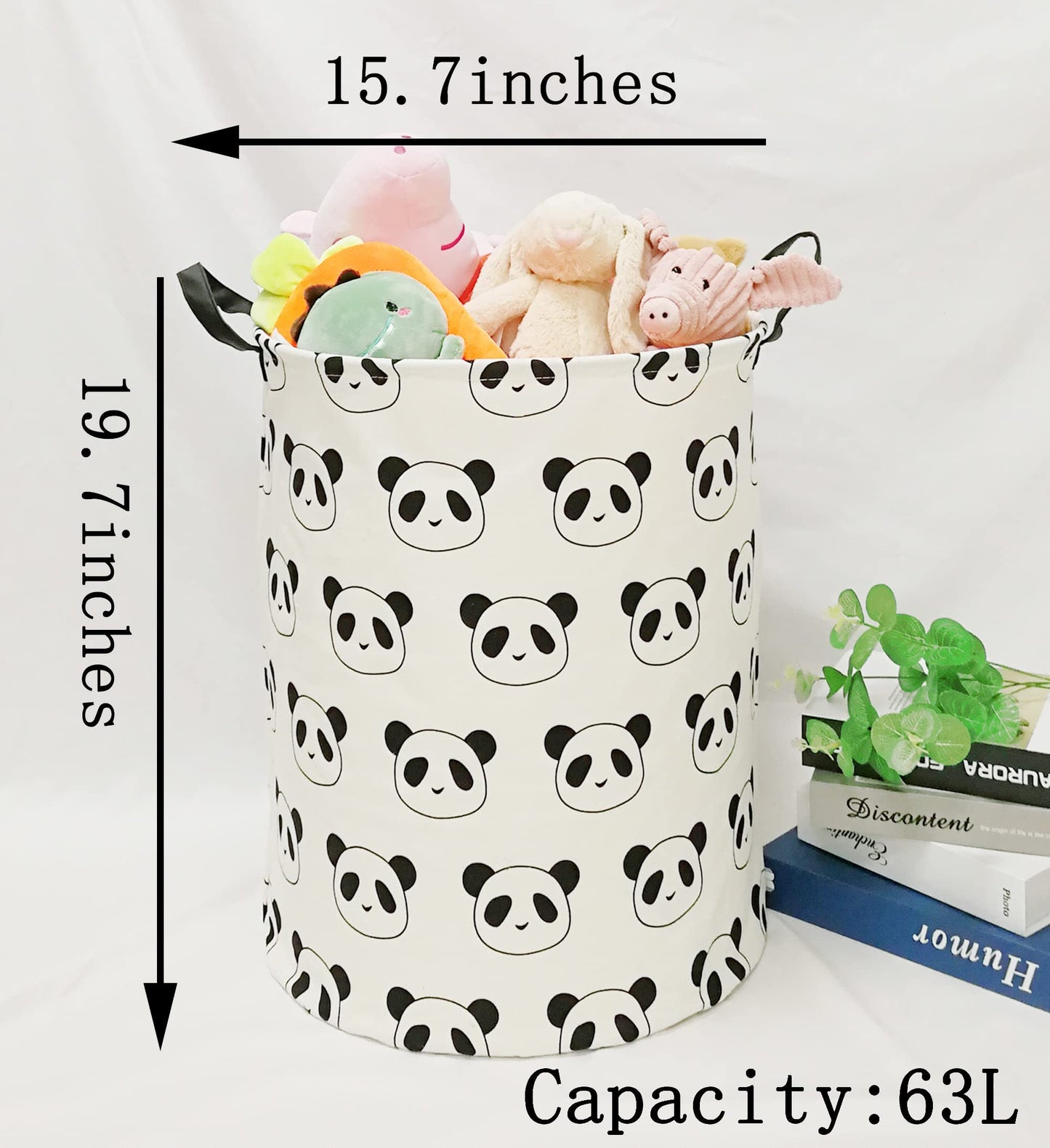 Duyiy Panda Design 19.7 Inch Laundry Storage Basket Organizer Bins For Dirty Cloth With Handle, Toys Nursery Kids Clothes Gift B