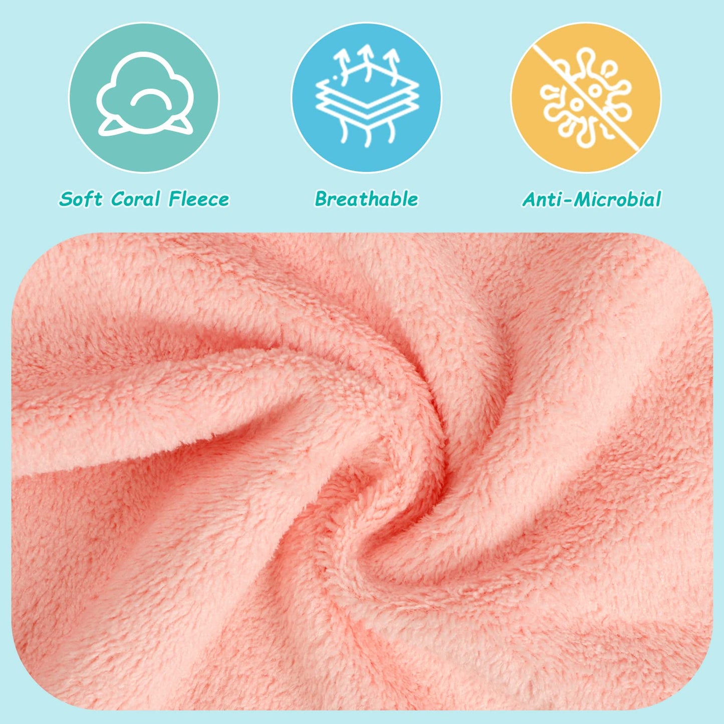 Homexcel Baby Washcloths 24 Pack-Microfiber Coral Fleece Baby Bath Face Towel 7 X 9 Inch Extra Absorbent And Soft Burp Cloth And