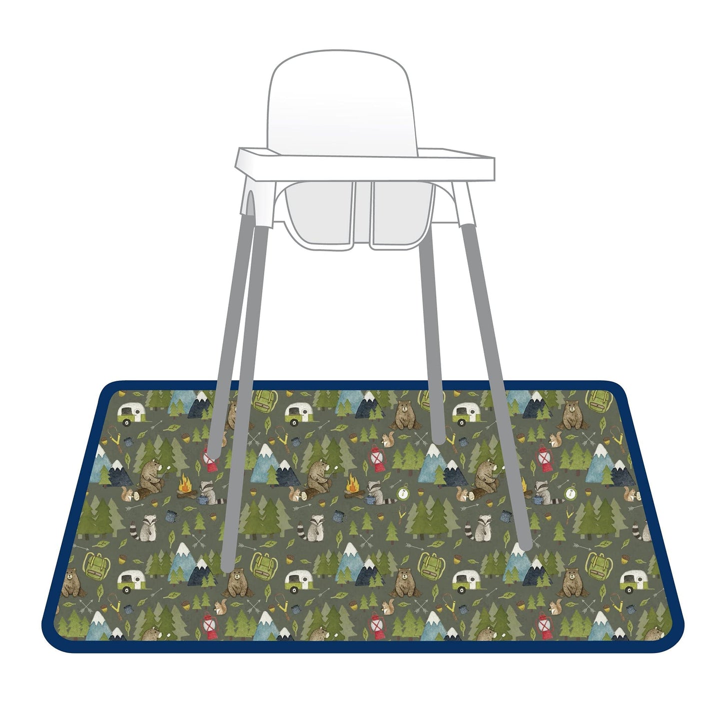 Bapronbaby Camping Bears Splash Mat - Waterproof Catch-All For Under High Chairs, Floors, Tables, Playtime Or Arts & Crafts - Ma