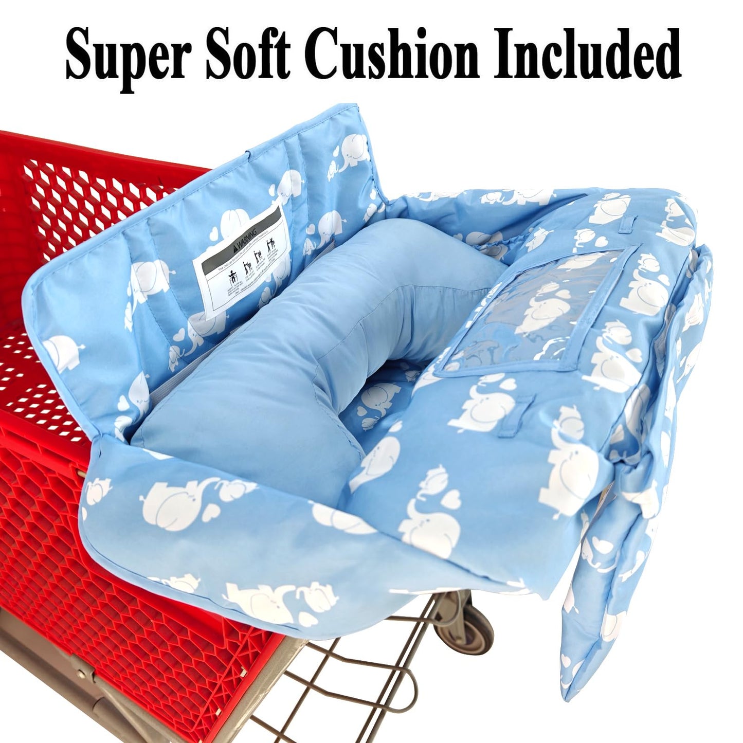 Soft Pillow Attached 2-In-1 Shopping Cart And High Chair Cover For Baby~Padded~Fold'N Roll Style~Portable With Free Carry Bag (B