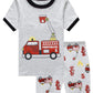 Little Boys Cotton Short Pajamas Summer Kids Fire Truck Clothes Set Toddler Pjs 3-4 Years