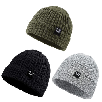 Simple Knitted Baby Beanie Hip-Hop Boys Winter Hat Toddler Kids Bonnet For Girls 0-5Y (3Pcs-A, 6-24 Months)