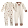 Owlivia Organic Cotton Baby Boy Girl Zip Up Sleep N Play, Footless, Long Sleeve(0-3 Months, Mini Bears&Beige)