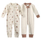 Owlivia Organic Cotton Baby Boy Girl Zip Up Sleep N Play, Footless, Long Sleeve(6-12 Months, Mini Bears&Beige)