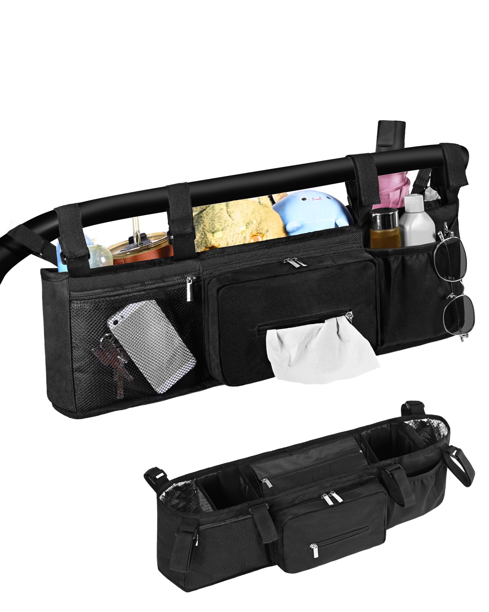 Telawsfun Double Stroller Organizer Compabitle For Bob Duallie And Baby Jogger City Mini Gt2 With Cooler Bags, Compabitle For Ba