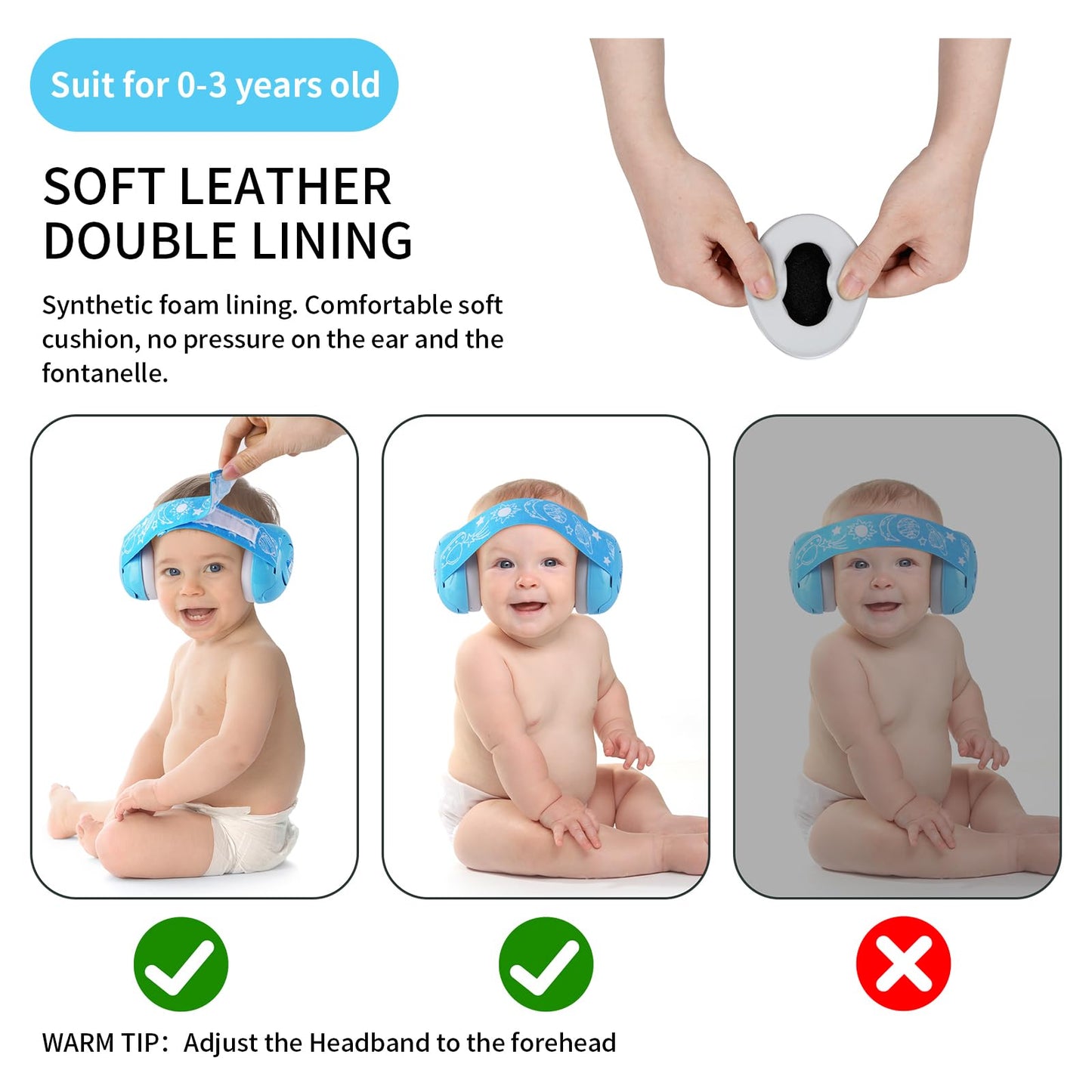 Lysian Baby Earmuffs Noise Cancelling Headphone For Infants 0-3 Years Old, Soud Blocking Ear Protection Ear Muffs For Sleep, Tra