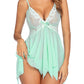 Avidlove Women Lingerie Babydoll Lace Nightdress V Neck Sleepwear Mesh Chemise Apple Green