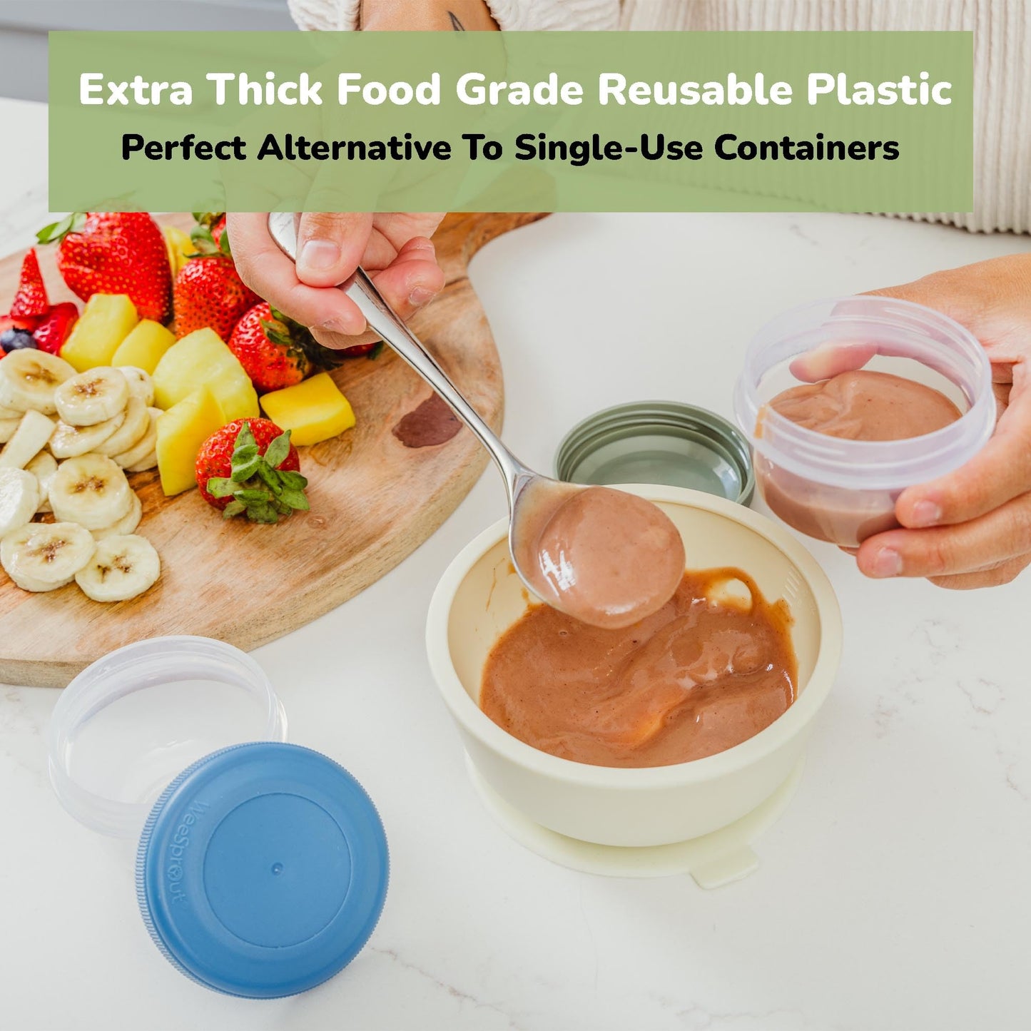 Weesprout Baby Food Containers - Small 4 Oz Containers With Lids, Leakproof & Airtight, Freezer Safe, Dishwasher Safe, Thick Foo