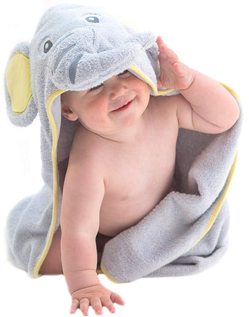 EXTRA SOFT Elephant Baby Hooded Towel  100% Cotton Baby Bath Towel  Perfect For Baby Shower  Newborn Or Toddler Girls And Boy