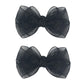 3.5-Inch Organza Hair Bows For Girls - Elegant Sheer Ribbon Alligator Clips For Toddlers, Kids, And Teens - Pack Of 2, Black
