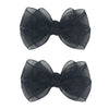 3.5-Inch Organza Hair Bows For Girls - Elegant Sheer Ribbon Alligator Clips For Toddlers, Kids, And Teens - Pack Of 2, Black