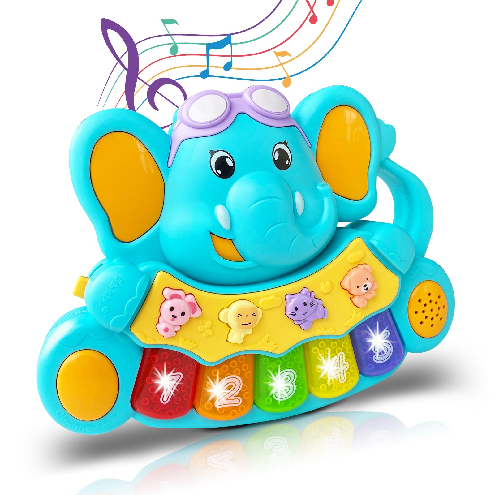 Baby Piano Toys 6+ Months Musical Toys 6 to 12 Months Early Learning Elephant Piano Keyboard Music&Light Up Infant Baby Toys for