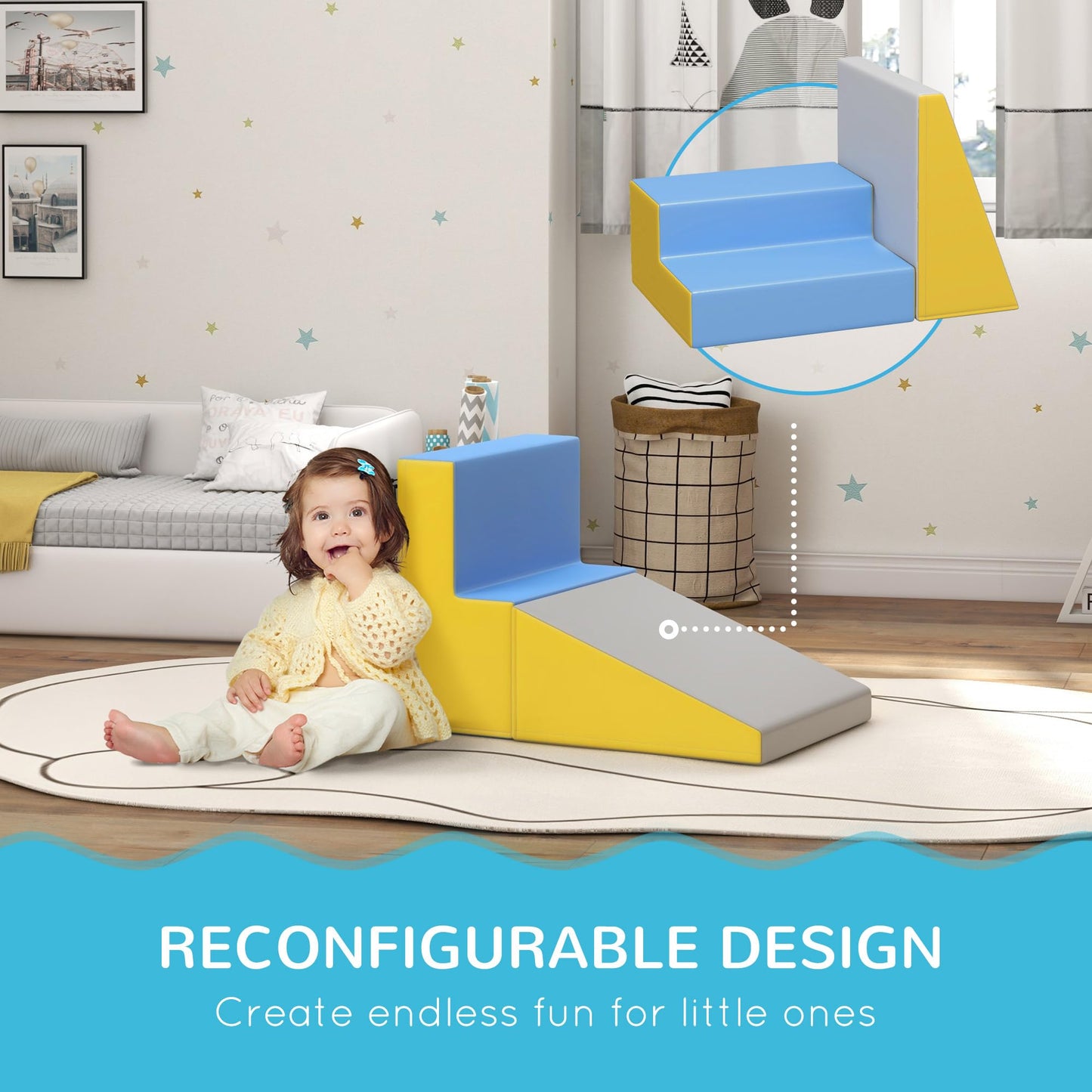 Soozier 2 Piece Climb And Crawl Activity Play Set, Soft Secure Foam Playset For Toddler, Preschooler, Indoor Play, Baby Learning