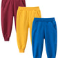 Gfqlong Toddler Boys 3 Pack Cotton Active Jogger Sweatpants,Kids Casual Athletic Solid Pocket Pull On Pants,Blue+Yellow+Red