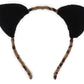 Bonnie Z. Leonardo Furry Cat Ears Headband Double-Sided Wear Black Leopard