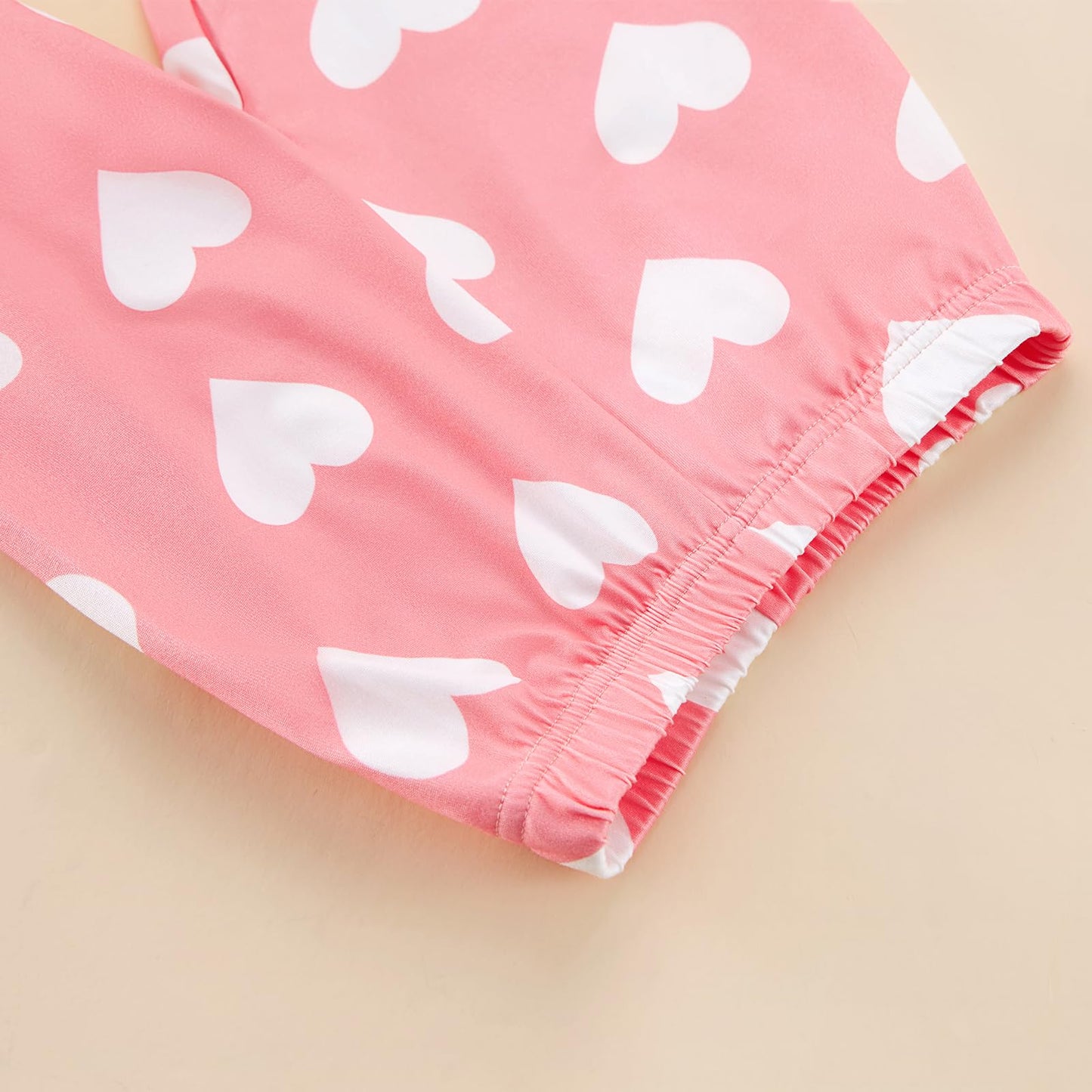 Ninobebe Toddler Girl Valentines Day Outfit Love Heart T-Shirt Bell Bottom Pants Headband 3Pcs Summer Clothes Set 3-4T