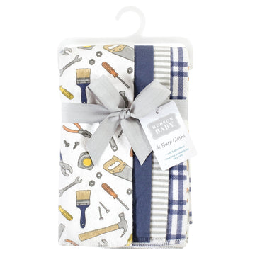Hudson Baby Unisex Baby Cotton Flannel Burp Cloths, Construction Work 4-Pack, One Size
