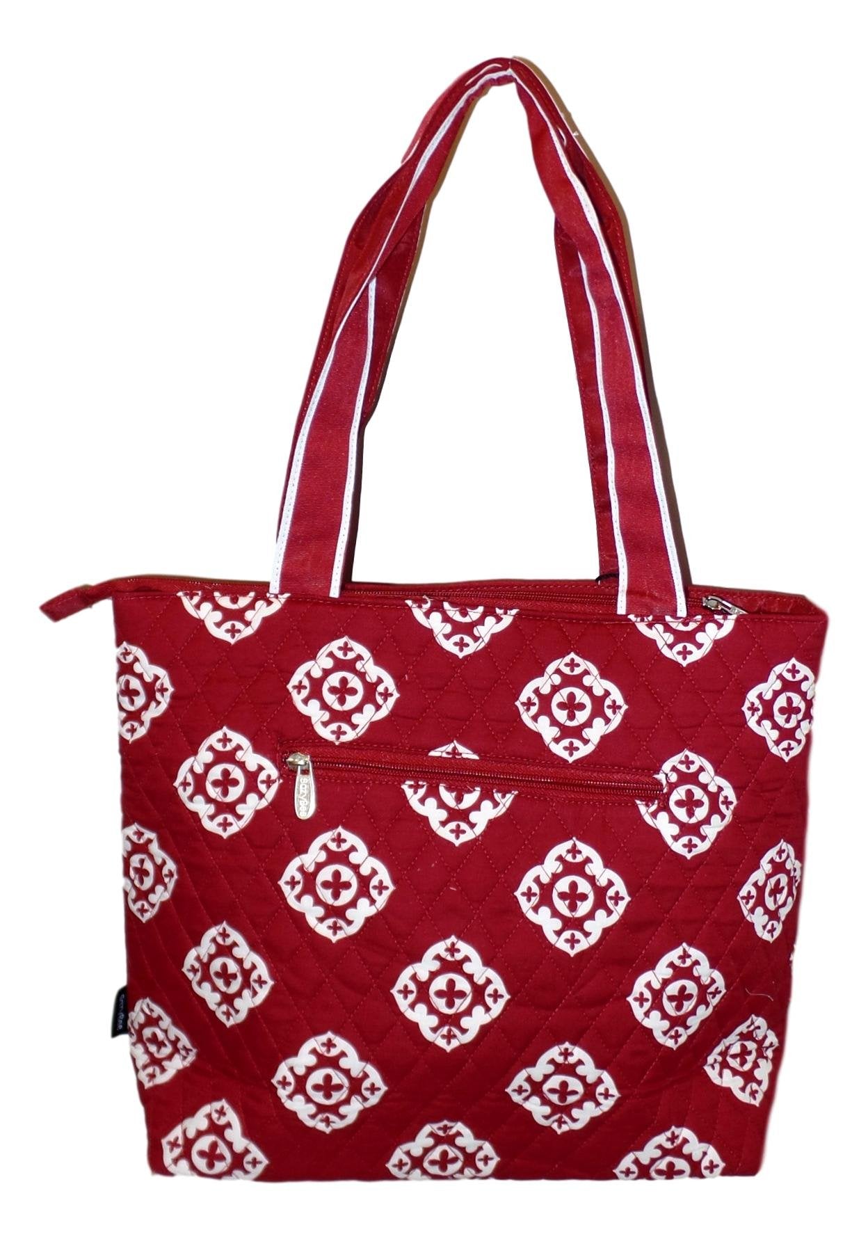 Sazybee 3 Piece Diaper Tote Bag Set - Custom Embroidery Available (Monogrammed Burgundy Medallions)