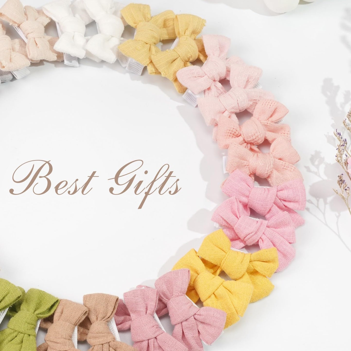 C?Llot 40 Pieces 2Inch Girls Hair Bows Linen Fabric Bows Alligator Clips Hair Accessories For Baby Toddlers And Infants(20 Pairs