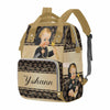 M Yescustom Personalized Diaper Bag For Baby, Large Capacity Custom Brown Crown Prince Diaper Bag With Name, Waterproof Diaper B