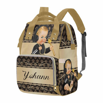 M Yescustom Personalized Diaper Bag For Baby, Large Capacity Custom Brown Crown Prince Diaper Bag With Name, Waterproof Diaper B
