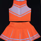 Total 2550 Little Girls' Cheerleader Cheerleading Outfit Uniform Costume Cosplay Neon Orange/White (M / 5-8)