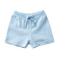 Teach Leanbh Unisex-Baby 3-Pack Cotton Soild Color Short With Drawstring 3-24 Months (12-18 Months, Green/Gray/Blue)