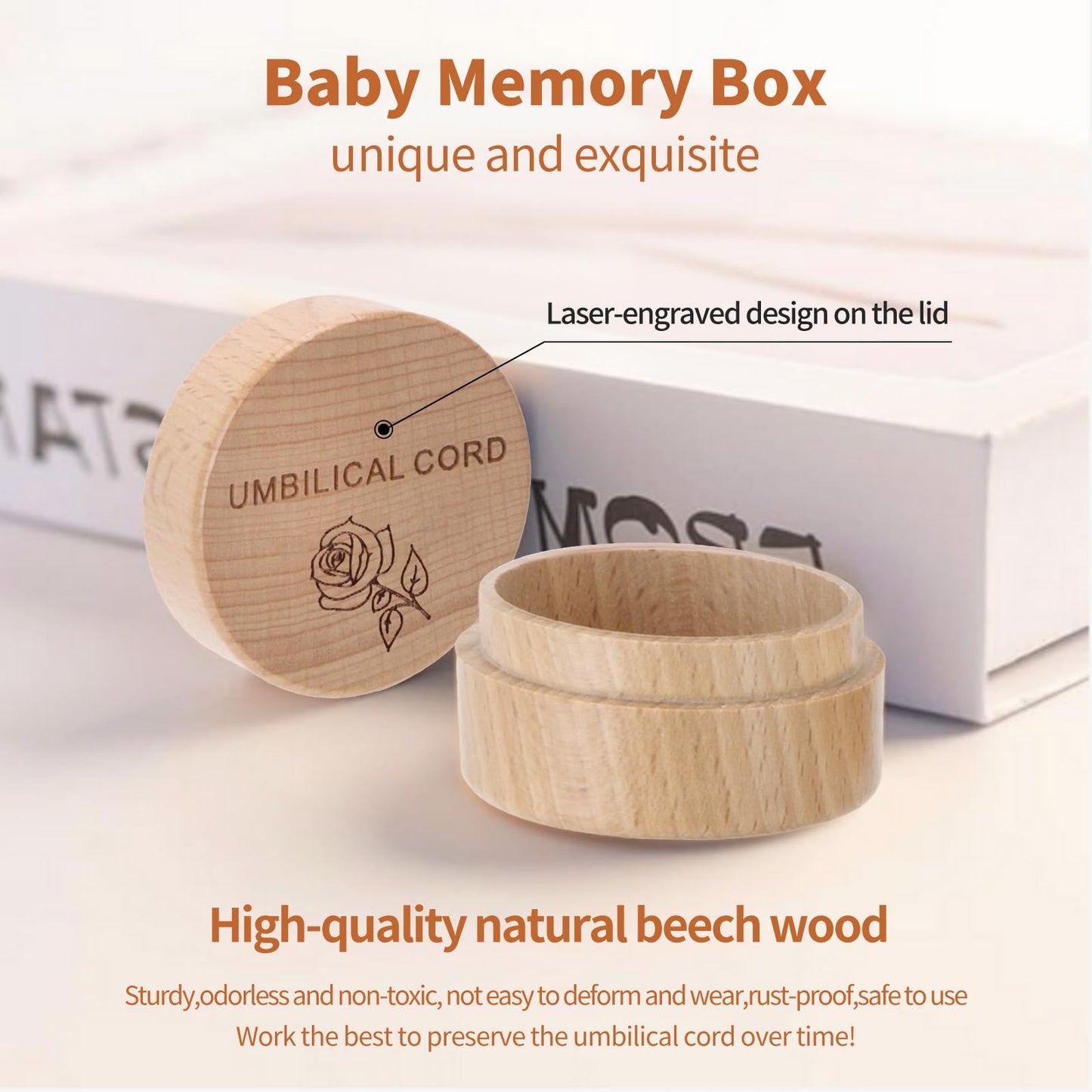 Hjkemi Umbilical Cord Keepsake Box Umbilical Cord Memorial Box Carved With Flower Pattern As Baby Memory Box Keepsake Gifts For