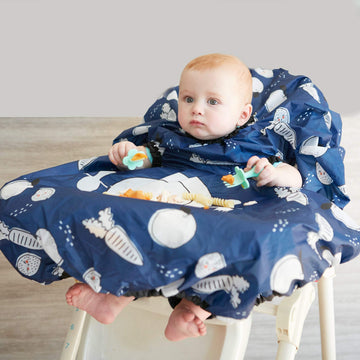 Grabease Allover Waterproof Bib For Self-Feeding Infants And Toddlers, Machine Washable, Ages 6-24 Months, Navy