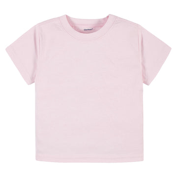 Gerber Baby Toddler 5-Pack Solid Short Sleeve T-Shirts Jersey 160 Gsm, Light Pink, 3T