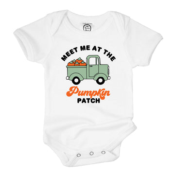 The Spunky Stork Baby Girls Boys Meet Me At The Pumpkin Patch Halloween Outfit (12-18M)