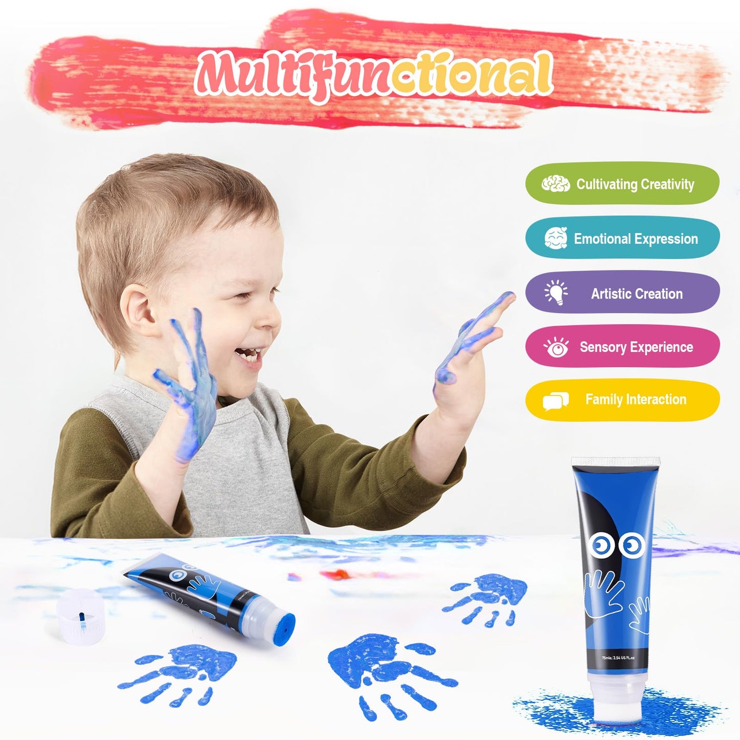 Nabance 2.54 Fl Oz Blue Baby Hand And Footprint Friendly Ink Paint, Dog Cat Paw Print Safe Ink, Non-Toxic Acid-Free, Safe Gentle