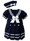 Spring Notion Baby Toddler Girls Nautical Sailor Dress With Hat Style-A Medium / 6-12 Months Navy