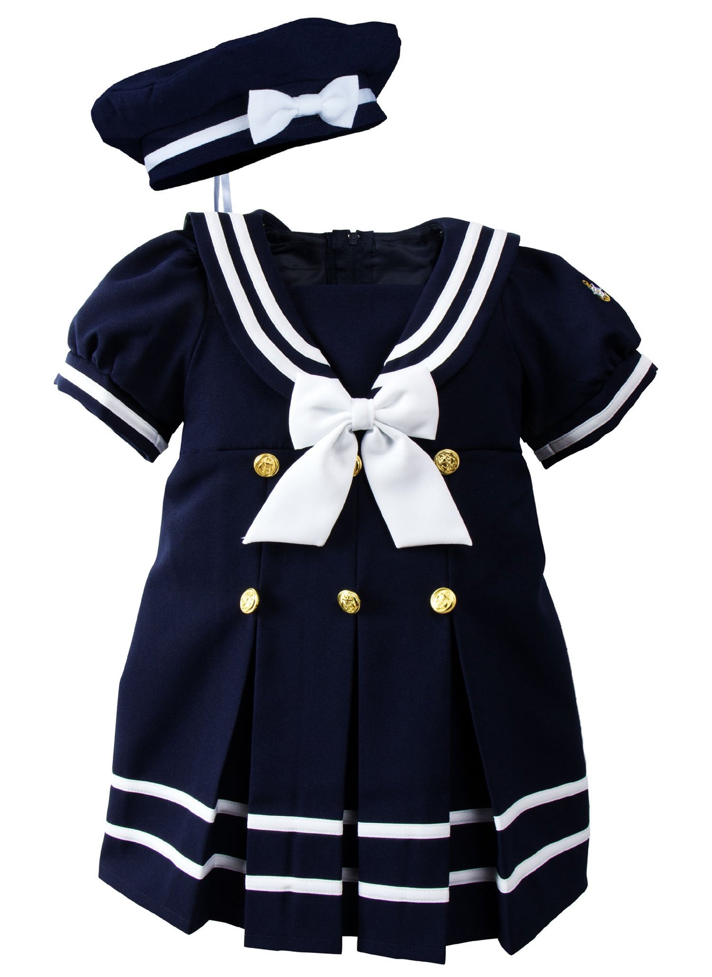 Spring Notion Baby Toddler Girls Nautical Sailor Dress With Hat Style-A Medium / 6-12 Months Navy