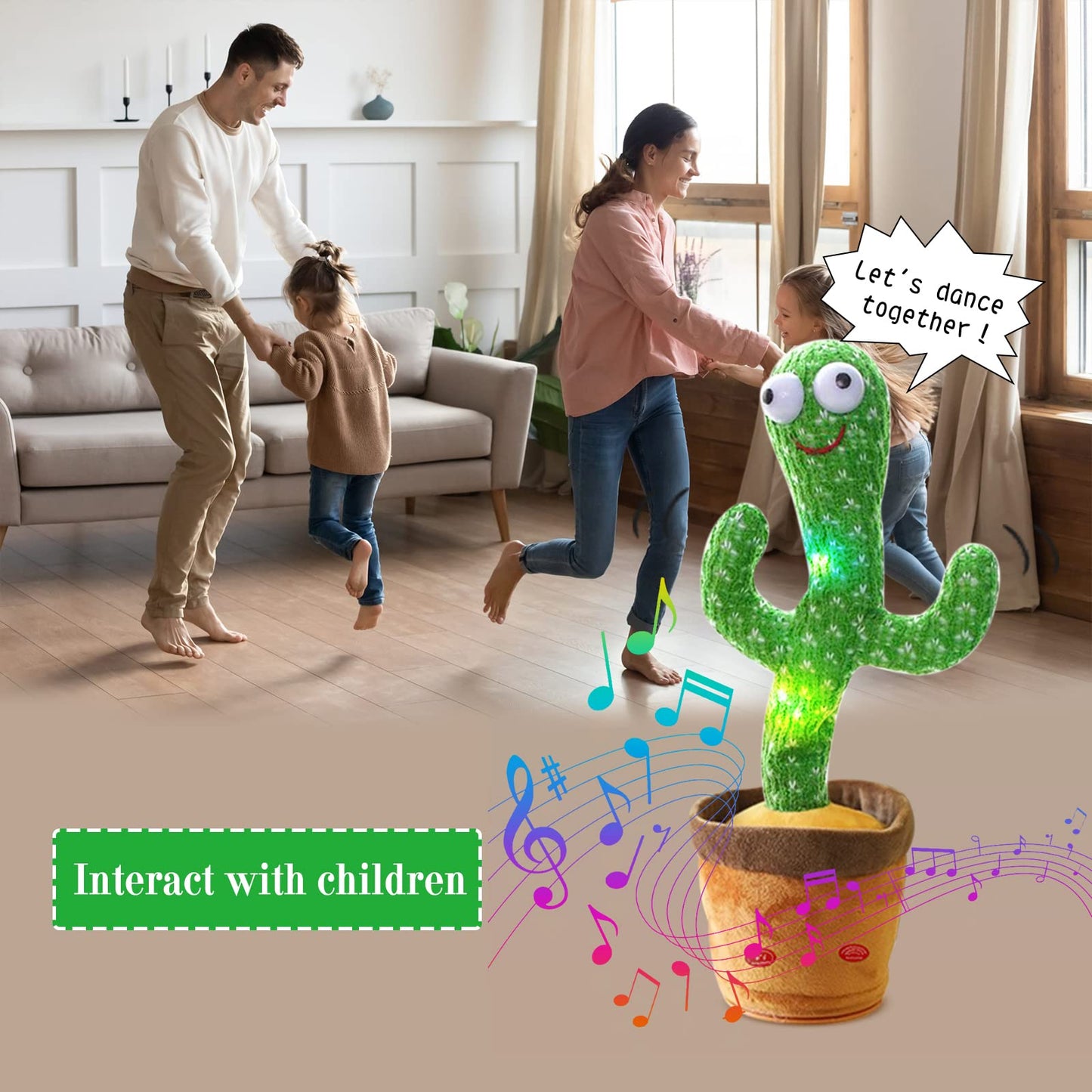 BIGHAKI808 Talking Cactus Toy, Dancing Cactus Repeats What You Say Electronic Dancing Cactus with Lighting Recording Mimicking C