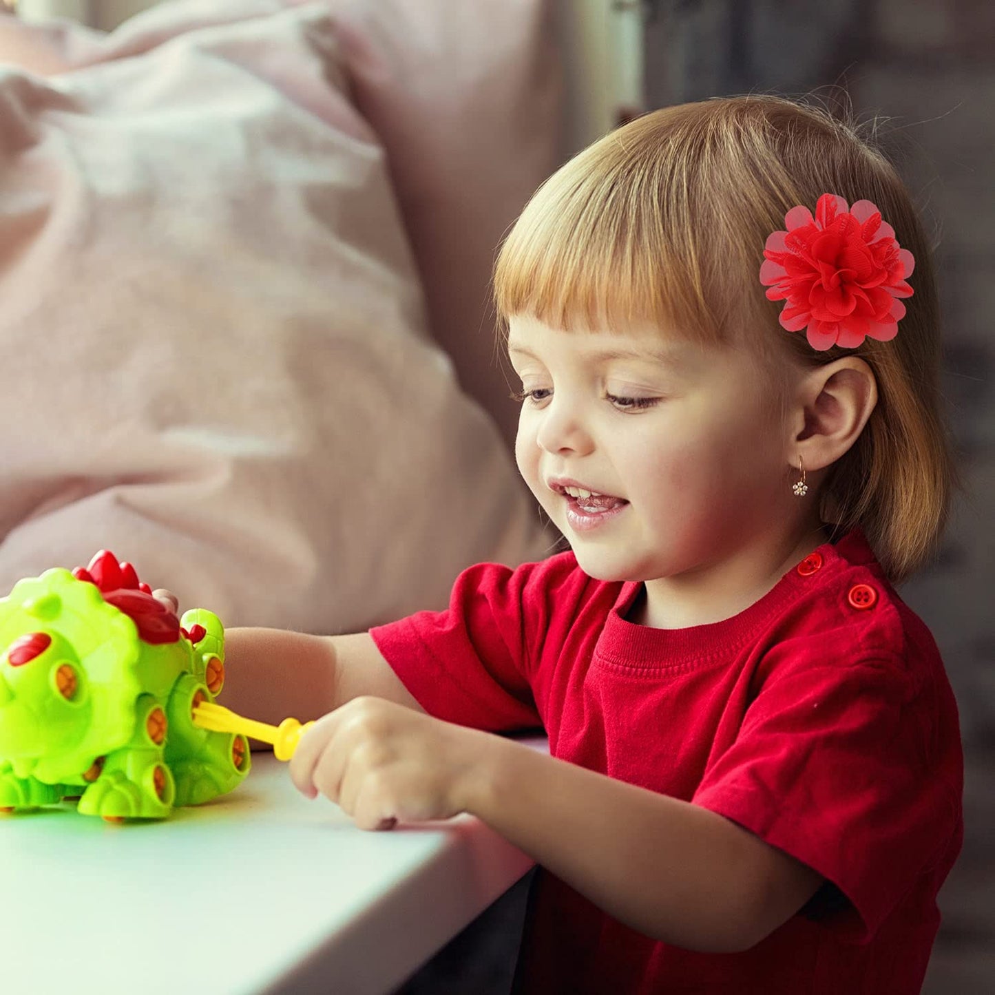 Cinaci 24 Pack/12 Pairs Solid 2.8' Chiffon Flower Fully Lined Alligator Hair Clips Duckbill Barrettes Accessories For Baby Girl