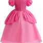 Syoimy Girls Pink Princess Dress Princess Costume For Kids Halloween Christmas Birthday Party Dress Up Costume 3T 4T