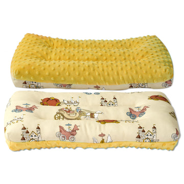 Reidio 1Pcs Toddler Pillow Double Sided Breathable Soft Cotton & Minky Dot Fabric Kids Pillow Cute Small Pillow Machine Washable