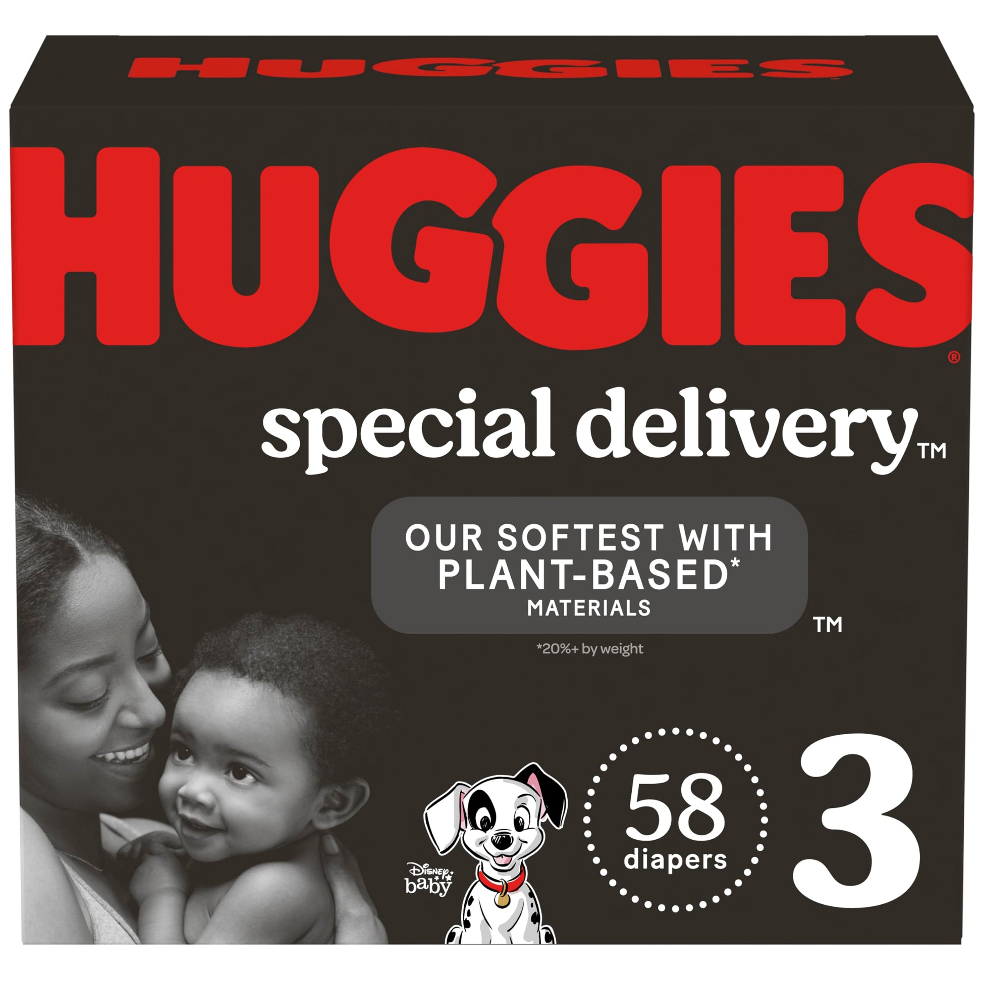Huggies Special Delivery Hypoallergenic Baby Diapers Size 3 (16-28 Lbs), 58 Ct, Fragrance Free, Safe For Sensitive Skin