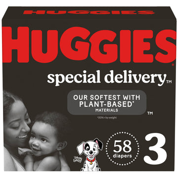 Huggies Special Delivery Hypoallergenic Baby Diapers Size 3 (16-28 Lbs), 58 Ct, Fragrance Free, Safe For Sensitive Skin