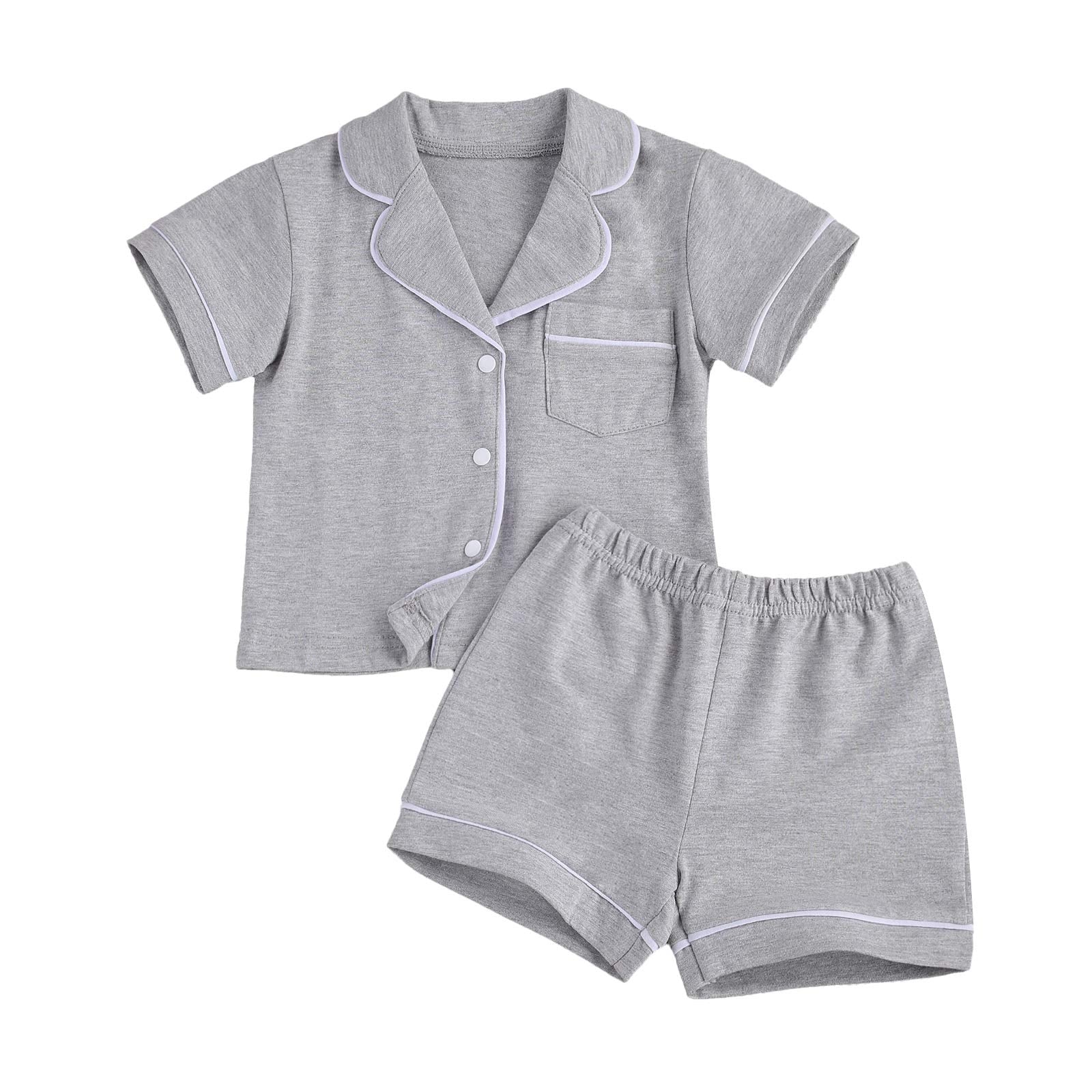 Bulingna Kids Toddler Baby Girl Summer Two Piece Pajamas Set Short Sleeve Button WBBAPB08Z2ZB5JT