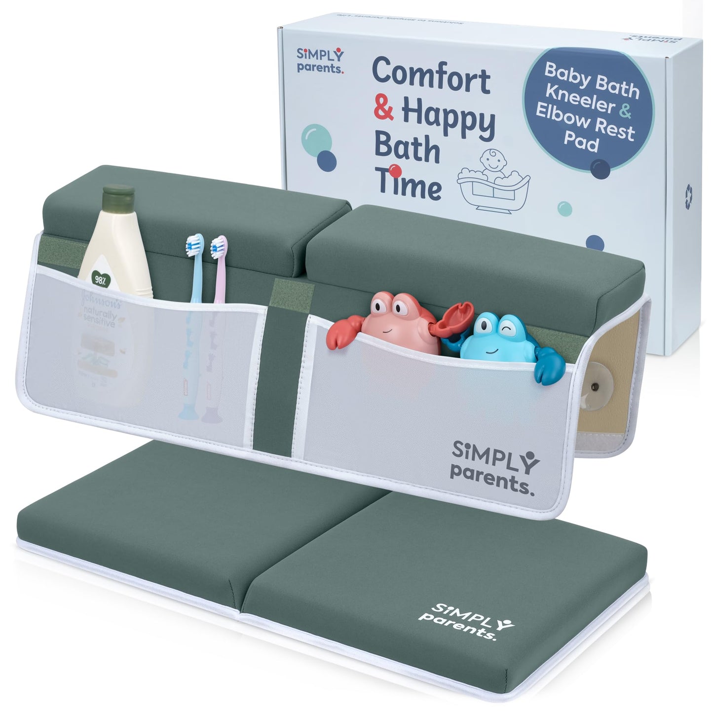 Baby Bath Kneeler and Elbow Rest Pad Set - Quick-Dry, Non-Slip Bath Kneeling Rest Pad for Bathing a Baby or Toddler, with Toy Or