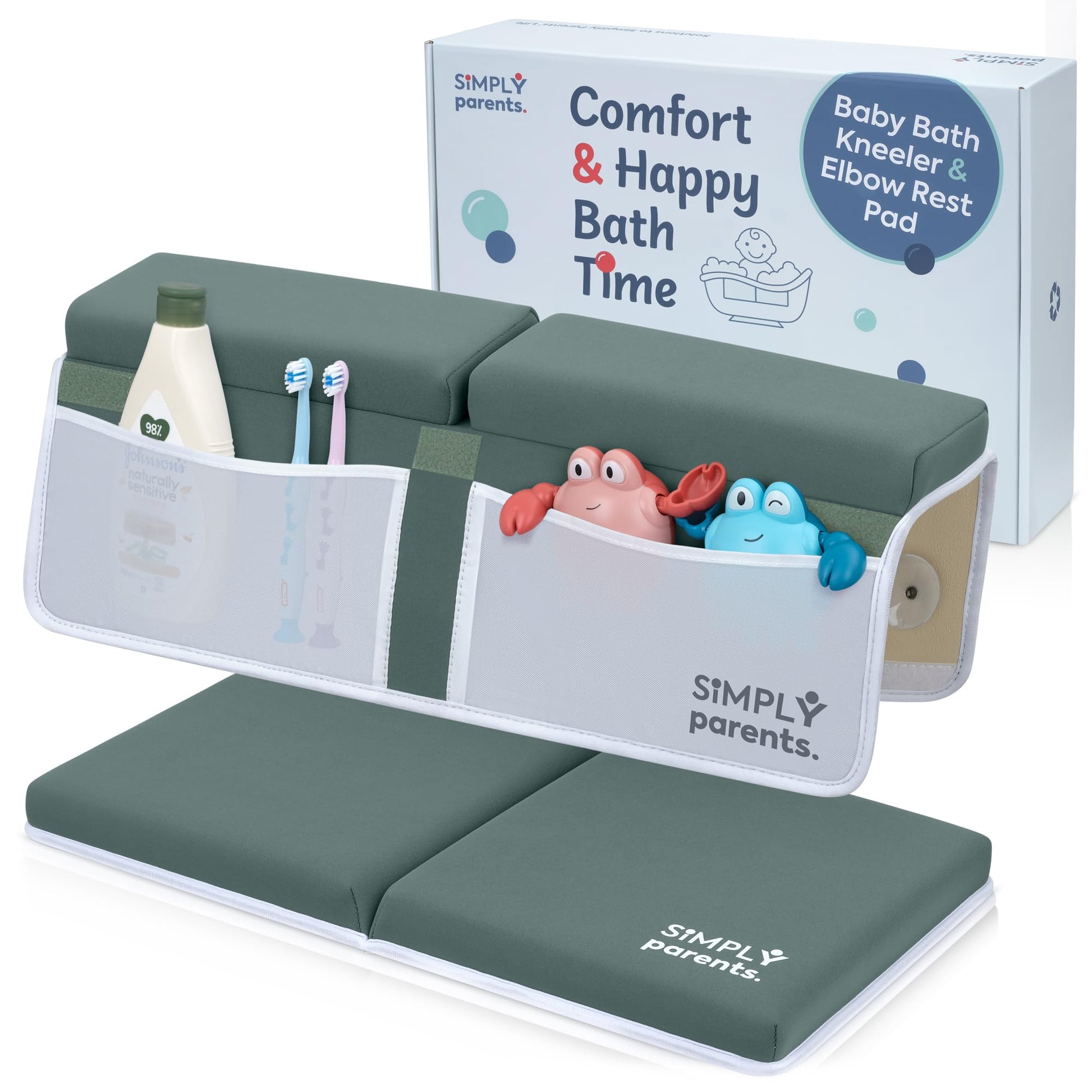 Baby Bath Kneeler and Elbow Rest Pad Set - Quick-Dry, Non-Slip Bath Kneeling Rest Pad for Bathing a Baby or Toddler, with Toy Or