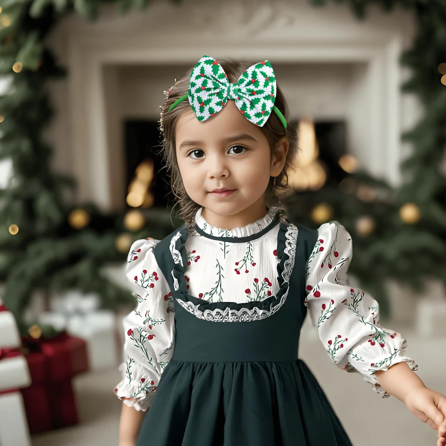 Lanmerry Christmas Baby Girl Bows Headbands Xmas Tree Headbands Candy Cane Hair Bow Elastic Nylon Hairbands Hair Accessories New