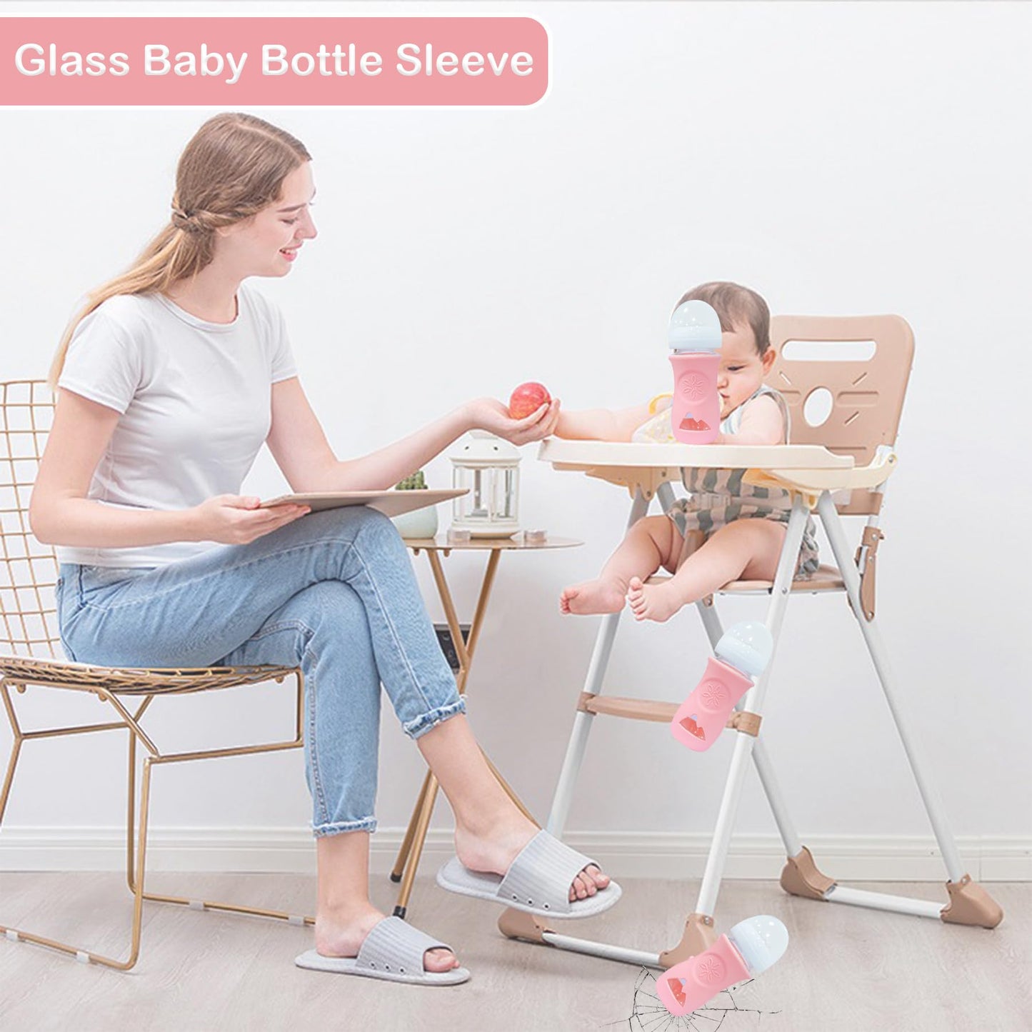 3 Pack Glass Baby Bottle Sleeve For Philips Avent Glass Bottles, Anti Breakage Bottle Holder For Baby For Philips Avent Glass Bo
