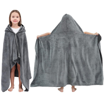 Hiturbo Kids Hooded Fleece Towel: Soft Plush Pool Beach Towel Wrap - 50'X30' Toddler Bath Blanket For Boys Girls 3-12 Years (G
