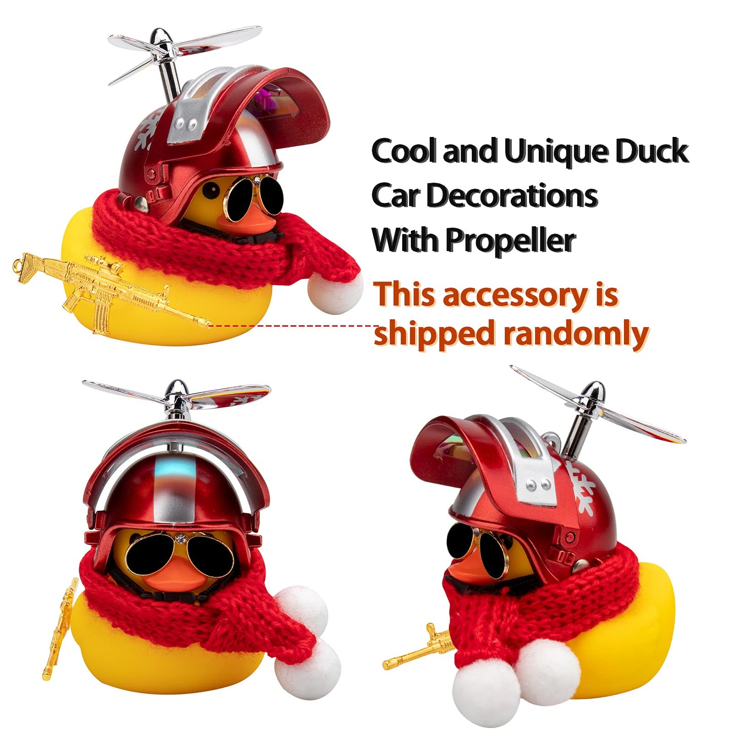 wonuu Rubber Duck Car Decorations Cute Yellow Duck Car Dashboard Ornaments with Propeller (Y-Snow Flake)